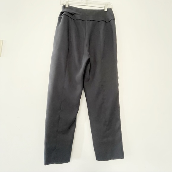 Diane Von Furstenberg trouser pants navy blue, ultra high waist tie front - Picture 4 of 7